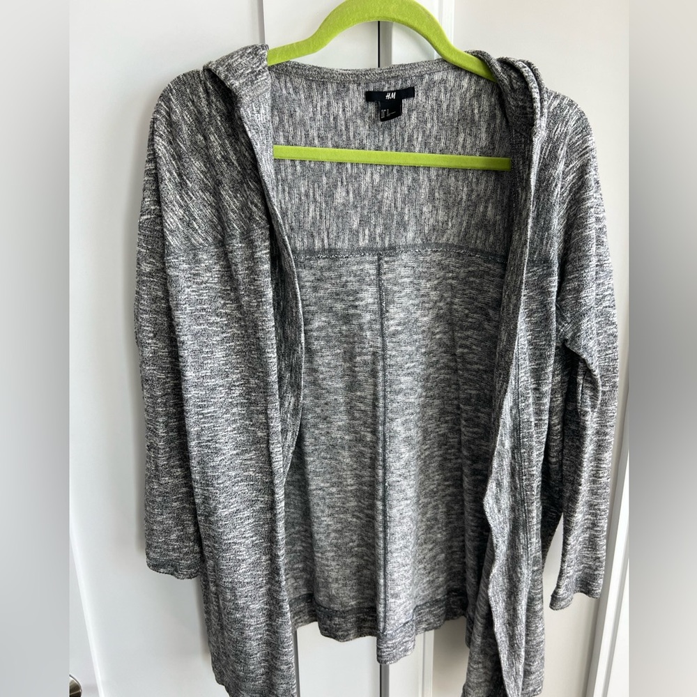 Gray hooded cardigan